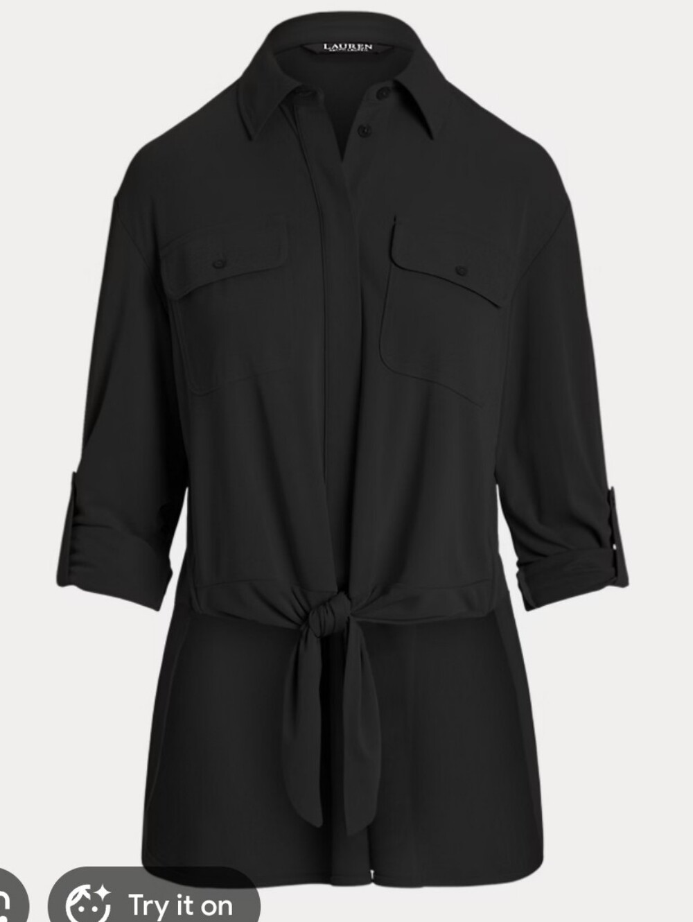 Lauren Ralph Lauren Black Tie-Front Utility Shirt
